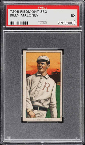 1909-11 T206 Billy Maloney Rochester, PIEDMONT 350/25 PSA 5 EX (MGD2)