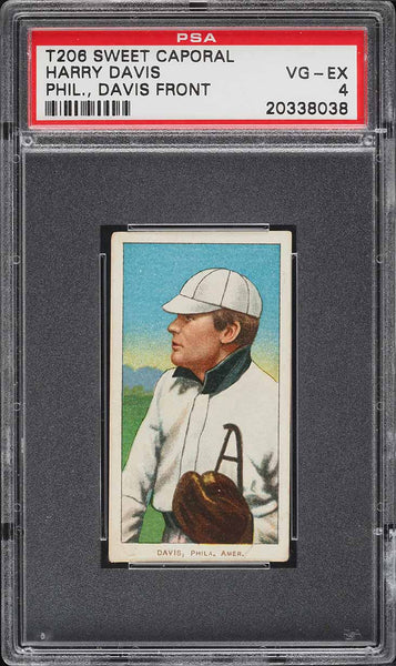 1909-11 T206 Harry Davis PHIL. DAVIS FRONT, SWEET CAPORAL 350-460/42 PSA 4 VGEX (MGD2)