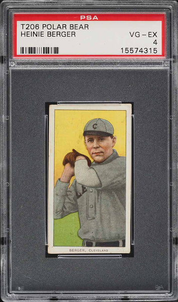 1909-11 T206 Heinie Berger Cleveland, POLAR BEAR PSA 4 VGEX (MGD2)