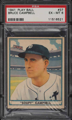 1941 Play Ball BB Card # 37 Bruce Campbell Detroit Tigers PSA 6 EXMT (MGD2)