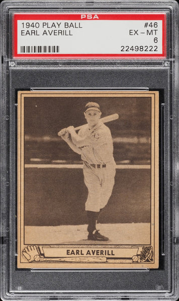 1940 Play Ball BB Card # 46 Earl Averill Detroit Tigers HOF PSA 6 EXMT (MGD2)