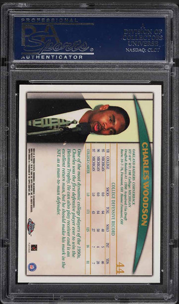 1998 Topps Chrome FB Card # 44 Charles Woodson ROOKIE RC HOF PSA 10 GEM MINT (MGD2)