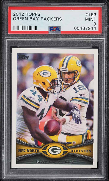 2012 Topps FB Card #163 Green Bay Packers w/ Aaron Rodgers PSA 9 MINT (MGD2)