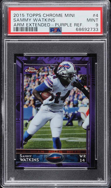 2015 Topps Chrome Mini FB Card # 4 Sammy Watkins PURPLE REFRACTOR PSA 9 MINT (MGD2)