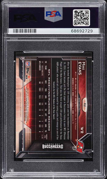 2015 Topps Chrome mini FB Card # 46 Mike Evans PURPLE REF PSA 10 GEM MINT (MGD2)