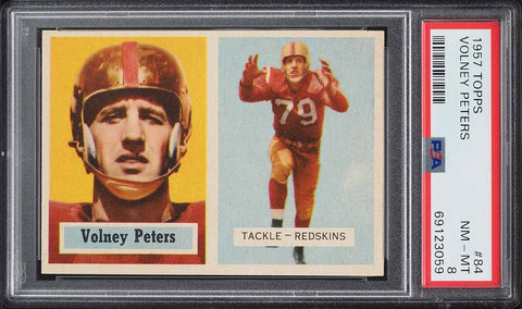 1957 Topps FB Card # 84 Volney Peters Washington Redskins PSA 8 NM-MT (MGD2)