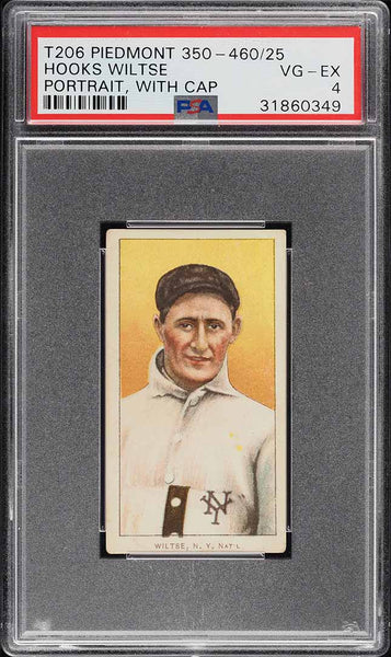 1909-11 T206 Hooks Wiltse PORTRAIT, WITH CAP, PIEDMONT 350-460/25 PSA 4 VGEX (MGD2)