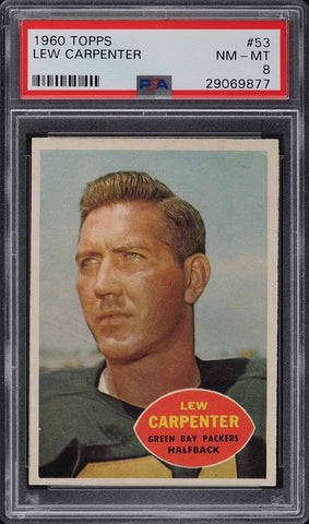 1960 Topps FB Card # 53 Lew Carpenter Green Bay Packers PSA 8 NM-MT (MGD2)