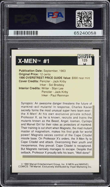 1990 Impel Marvel Universe Card #125 X-Men #1 PSA 10 GEM MINT (MGD2)