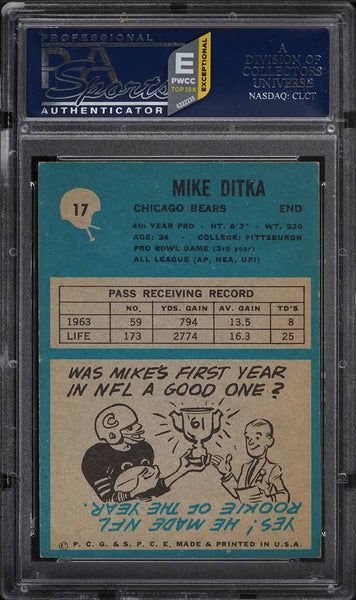 1964 Philadelphia FB Card # 17 Mike Ditka HOF PSA 7.5 NRMT+ PWCC-E (MGD2)