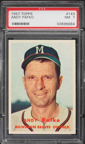 1957 Topps BB Card #143 Andy Pafko Milwaukee Braves PSA 7 NRMT (MGD2)