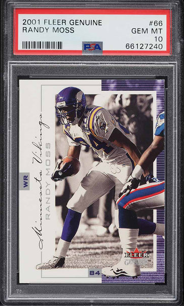 2001 Fleer Genuine FB Card # 66 Randy Moss Minnesota Vikings HOF PSA 10 GEM MINT (MGD2)