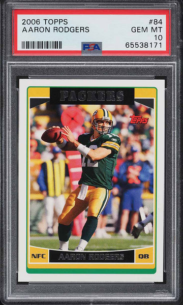 2006 Topps FB Card # 84 Aaron Rodgers Green Bay Packers PSA 10 GEM MINT (MGD2)