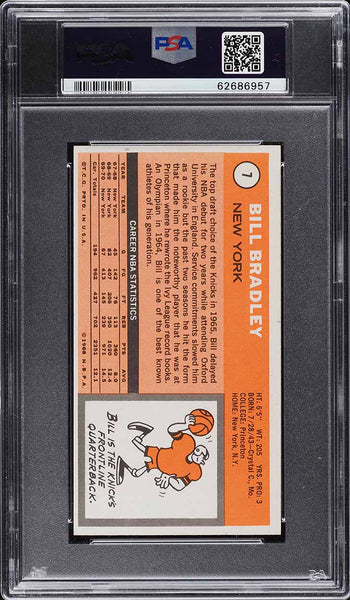 1970 Topps BkB Card # 7 Bill Bradley New York Knicks HOF PSA 8 NM-MT (MGD2)