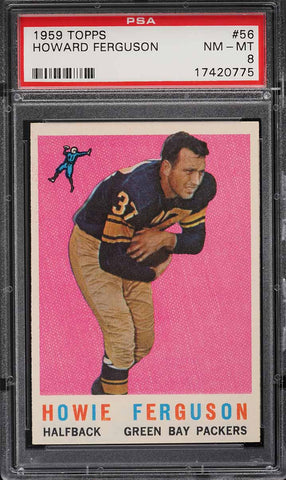 1959 Topps FB Card # 56 Howard Ferguson Green Bay Packers PSA 8 NM-MT (MGD2)