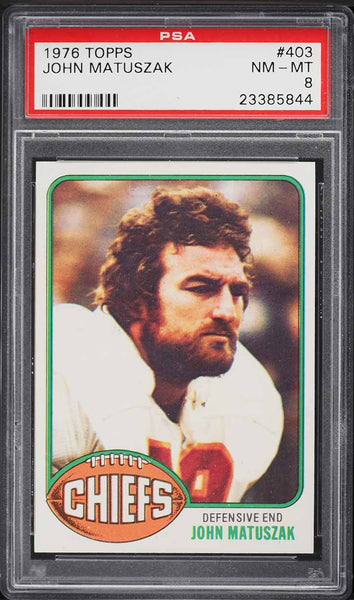 1976 Topps FB Card #403 John Matuszak Kansas City Chiefs PSA 8 NM-MT (MGD2)