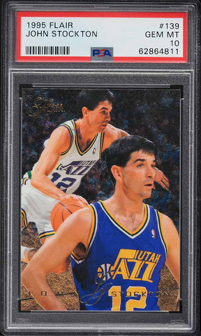 1995 Flair BkB Card #139 John Stockton Utah Jazz HOF PSA 10 GEM MINT (MGD2)
