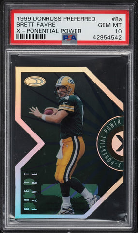 1999 Donruss Preferred FB Card #8a X-Ponential Power Brett Favre /2500 PSA 10 (MGD2)