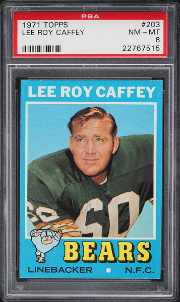 1971 Topps FB Card #203 Lee Roy Caffey Green Bay Packers HOF PSA 8 NM-MT (MGD2)