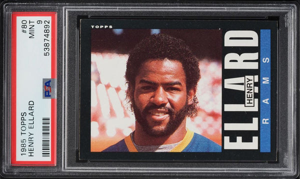 1985 Topps FB Card # 80 Henry Ellard Los Angeles Rams ROOKIE RC PSA 9 MINT (MGD2)