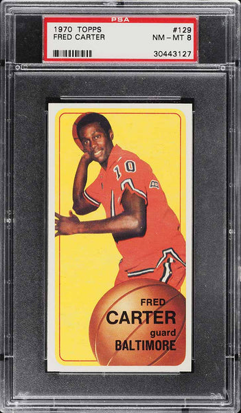 1970 Topps Bkb Card #129 Fred Carter Baltimore Bullets ROOKIE RC PSA 8 NM-MT (MGD2)