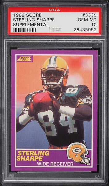 1989 Score Supplemental FB Card #333S Sterling Sharpe HOF ROOKIE RC PSA 10 (MGD2)