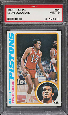 1978 Topps BkB Card # 64 Leon Douglas Detroit Pistons ROOKIE RC PSA 9 MINT (MGD2)