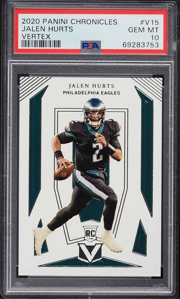 2020 Panini Chronicles FB Card #V15 Jalen Hurts VERTEX ROOKIE RC PSA 10 GEM MINT (MGD2)