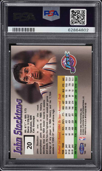 1999 Fleer Mystique BkB Card # 20 John Stockton Utah Jazz HOF PSA 9 MINT (MGD2)