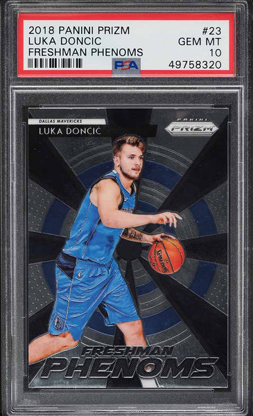 2018 Panini Prizm BkB Card # 23 Luka Doncic FRESHMAN PHENOMS ROOKIE RC PSA 10 (MGD2)