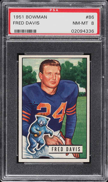 1951 Bowman FB Card # 86 Fred Davis Chicago Bears PSA 8 NM-MT (MGD2)