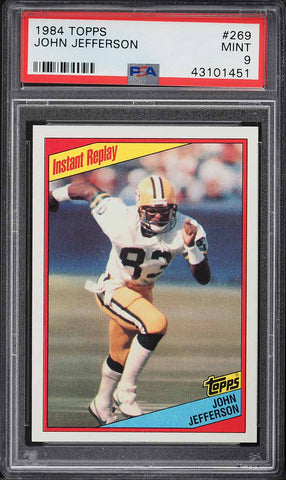 1984 Topps FB Card #269 John Jefferson Packers HOF INSTANT REPLAY PSA 9 MINT (MGD2)
