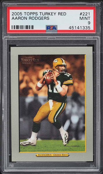 2005 Topps Turkey Red FB Card #221 Aaron Rodgers ROOKIE RC PSA 9 MINT (MGD2)