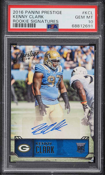 2016 Prime Prestige FB Card #KCL Kenny Clark ROOKIE RC AUTO PSA 10 GEM MINT (MGD2)