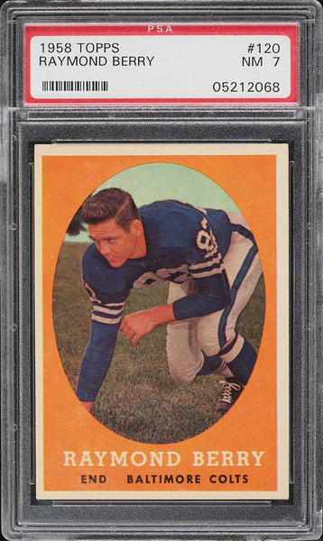 1958 Topps FB Card #120 Raymond Berry Baltimore Colts HOF PSA 7 NRMT (MGD2)