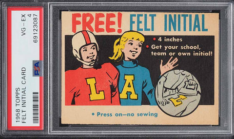 1958 Topps FB Card #NNO Felt Initial CONTEST CARD PSA 4 VGEX (MGD2)