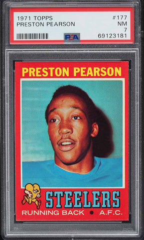 1971 Topps FB Card #177 Preston Pearson Pittsburgh Steelers ROOKIE RC PSA 7 NRMT (MGD2)