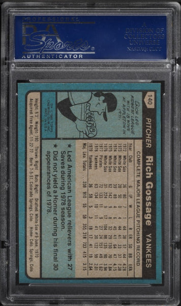 1980 Topps BB Card #140 Rich Goose Gossage HOF PSA 8 NM-MT (MGD2)