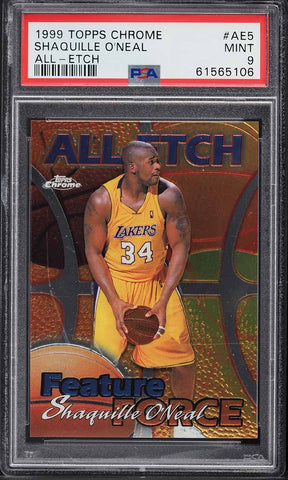 1999 Topps Chrome BkB Card #AE5 Shaquille O'Neal Lakers HOF ALL-ETCH PSA 9 MINT (MGD2)
