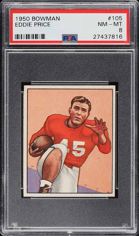 1950 Bowman FB Card #105 Eddie Price New York Giants ROOKIE RC HOF PSA 8 NM-MT (MGD2)