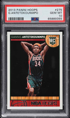 2013 Panini Hoops BkB Card #275 Giannis Antetokounmpo ROOKIE RC PSA 10 GEM MINT (MGD2)