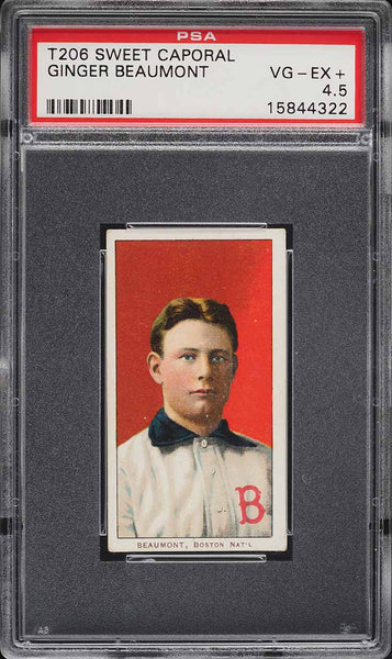 1909-11 T206 Ginger Beaumont Boston, SWEET CAPORAL 150/30 PSA 4.5 VGEX+ (MGD2)