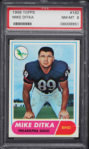 1968 Topps FB Card #162 Mike Ditka Chicago Bears HOF PSA 8 NM-MT (MGD2)