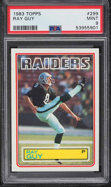 1983 Topps FB Card #299 Ray Guy Oakland Raiders HOF PSA 9 MINT (MGD2)