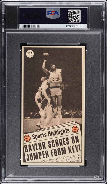 1970 Topps BkB Card #113 Elgin Baylor Los Angeles Lakers HOF ALL-STAR PSA 7 NRMT (MGD2)