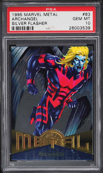 1995 Marvel Metal Card # 83 Archangel SILVER FLASHER PSA 10 GEM MINT (MGD2)