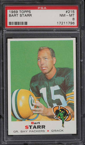 1969 Topps FB Card #215 Bart Starr HOF PSA 8 NM-MT (MGD2)