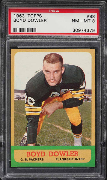 1963 Topps FB Card # 88 Boyd Dowler Green Bay Packers HOF PSA 8 NM-MT (MGD2)