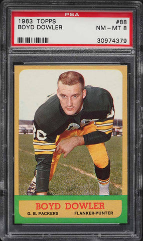 1963 Topps FB Card # 88 Boyd Dowler Green Bay Packers HOF PSA 8 NM-MT (MGD2)