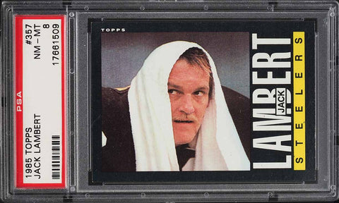 1985 Topps FB Card #357 Jack Lambert Pittsburgh Steelers HOF PSA 8 NM-MT (MGD2)